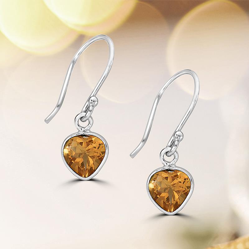 Citrine Heart Drop Earrings
